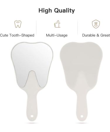 Annhua Handheld Tooth-Shaped Hand Mirror - Small Face Mirror with Handle for Dentist Office, Clinic, Bathroom, Barber & Salon | White - Buy Online on GoSupps.com