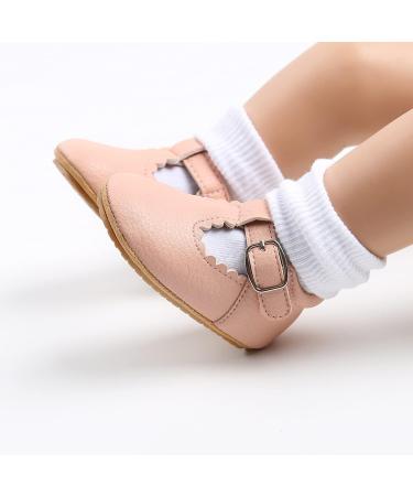 Baby Girl's First Walking Mary Jane Shoes | PU Leather Anti-Slip Princess Shoes for Infants 6-12 Months | Pink - Buy Online on GoSupps.com