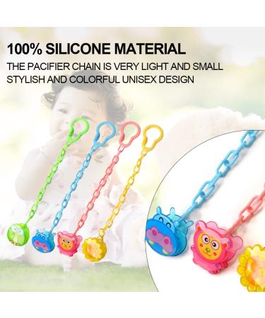 SCJJZ Pacifier Chain Set - 4 Pack Baby Pacifier Clips for Newborns Girls & Boys - Durable & Stylish Pacifier Bands for Safe Soothing - Buy Online on GoSupps.com