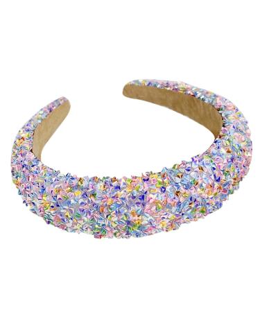 Bottone Headbands for Women Shimmering Sequins Headband Fashion Hairband n Slip Hair Accessories Stretchy Headpiece Headwear Blue