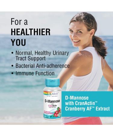 Solaray D-Mannose with CranActin Cranberry Extract 1000mg | For Normal Healthy Urinary Tract Support | Non-GMO & Vegan | 60 VegCaps (Pack of 1) 1 count (Pack of 1) - Buy Online on GoSupps.com