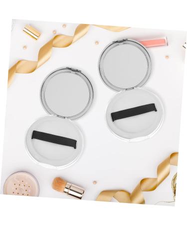 Beavorty Empty Compact with Sifter 2pcs Portable Loose Box Case with 2pcs Puff 7.5x7.5cm Silver - Buy Online on GoSupps.com