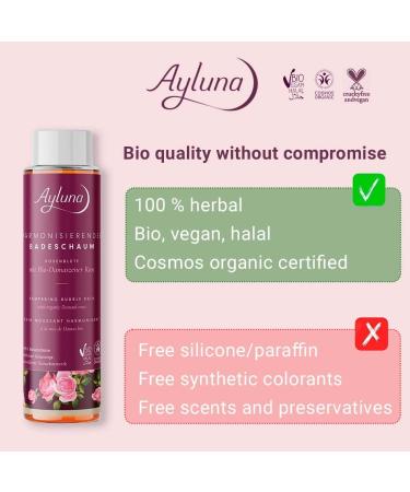 Ayluna Natural Cosmetics Harmonizing Bath Foam - Rose Blossom with Organic Damask Rose (400 ml) - Luxurious Eco-Friendly Bath Experience - Buy Online on GoSupps.com