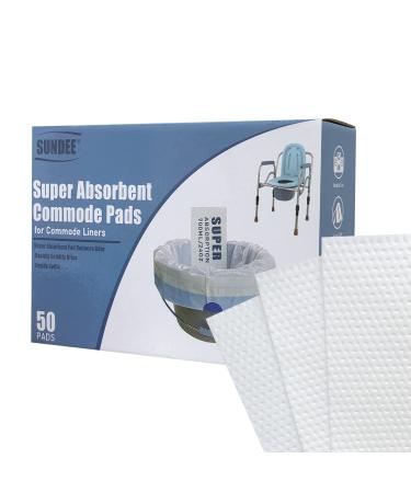 Super Absorbent Pads for Bedside Commode Liners and Bedpan Liners, Disposable Gel Pads for Adult Commode Chair, Keep The Liquid Under Control, No Leaks Reduces Odor - 50 Count