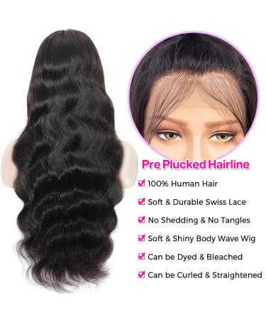 9A Brazilian Body Wave Lace Front Wig - 20 Inch Natural Black - Pre Plucked with Baby Hair - 150% Density - Glueless & Natural Color - For Black Women - Buy Online on GoSupps.com