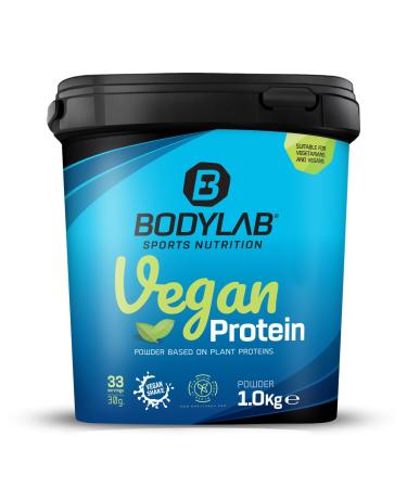 BODYLAB24 Vegan Protein Bananen bread 1000g 100% vegan protein powder from arable beans pea and pumpkin seed protein with 80g protein per 100g powder ideal for muscle building and maintaining banana bread 1 kg (1 Pack)