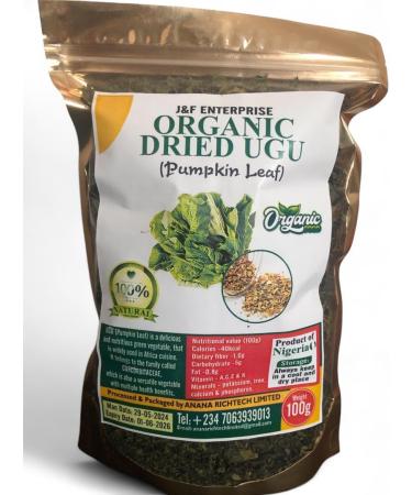 J&F Enterprise Premium Organic Dried Pumpkin (Ugu) Leaves | Nutrient-Rich Superfood for Health and Flavor | Premium Organic Dried Pumpkin Leaves (100g) - Buy Online on GoSupps.com