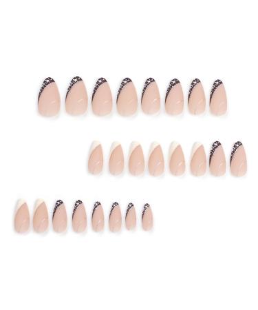 Buy Aesthetic Almond Shape Press On Nails - Reusable Nude & Gold Acrylic Fake Nails with Glue for Women - M001 Nude1 - Buy Online on GoSupps.com