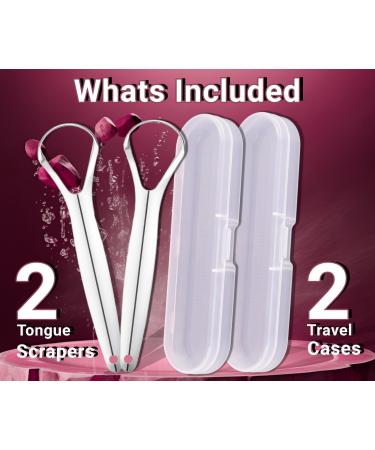 Stainless Steel Tongue Scraper 2-Pack | Travel Cases Included | Fresh Breath & Oral Health for Adults & Kids - Buy Online on GoSupps.com