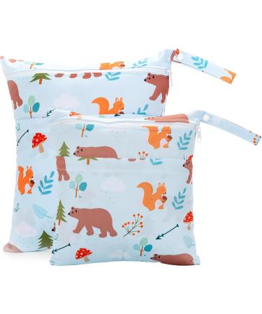 2-Pack Wet Bags for Toddler Diapers | Waterproof Organizer for Daycare Travel Gym Beach & Pool - Cute Bear Design - Buy Online on GoSupps.com