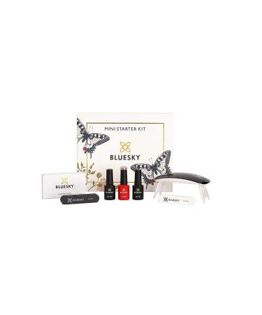 Bluesky Gel Nail Kit With Mini UV LED Lamp S06N Pink Gold Glitter Gel Polish Base and Top Coat Set Nail File Buffer Cleanser Wipes