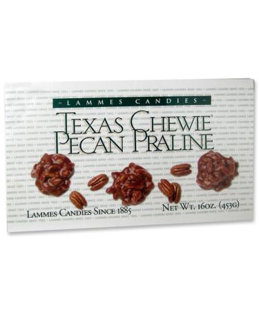 Lammes Candies Texas Chewie Pecan Praline 16oz Caramel Pecans Pralines Boxes Individually Wrapped Chewies