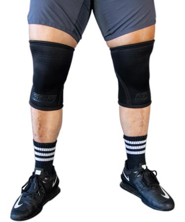 Serious Steel Fitness Black Label Neoprene Knee Sleeve - 7mm High Compression | Weightlifting, Powerlifting, Strongman Training | Size: Medium (14-15) - Buy Online on GoSupps.com