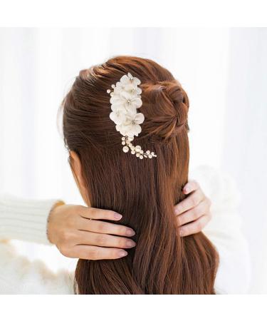 Handmade Bridal Hair Side Comb Clip | Tulle Wedding Headpiece & Accessories - White - Buy Online on GoSupps.com