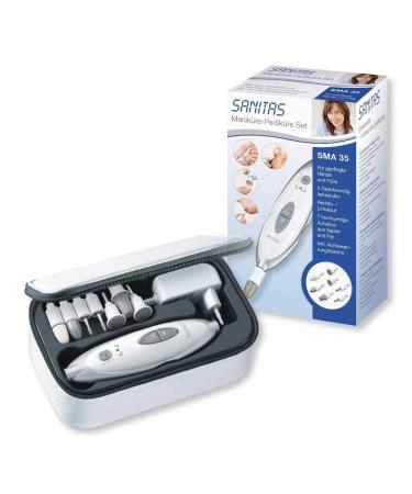 Sanitas SMA 35 Electric Manicure/Pedicure Set - 7 Nail Care Attachments - White/Silver | International Shipping Available - Buy Online on GoSupps.com
