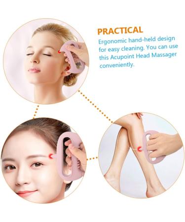 Beavorty 5-in-1 Acupuncture Massage Device - Hand & Head Massager Scalp Roller Meridian Tool Gel Brush in Pink - Instant Relaxation & Relief - Buy Online on GoSupps.com