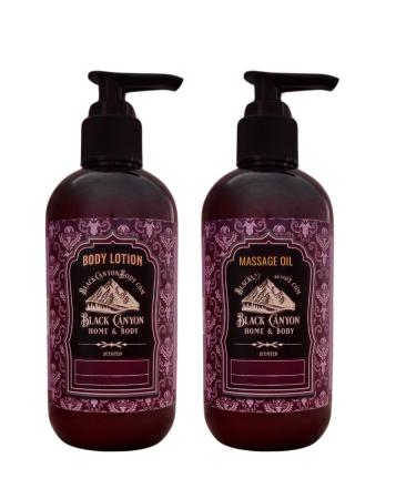 Black Canyon Dewberry Musk Scented Body Lotion and Massage Oil Set 12 Oz Lotion - 12 Oz Massage Oil