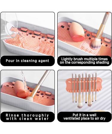 3 In 1 Makeup Brush Cleaning Cosmetic Brush Organizer with Brush Drying Holder Makeup Brush Cleaner Portable Travel Beauty Brush Scrubber Tool for Makeup Brush Sponge Powder Puff (White) - Buy Online on GoSupps.com