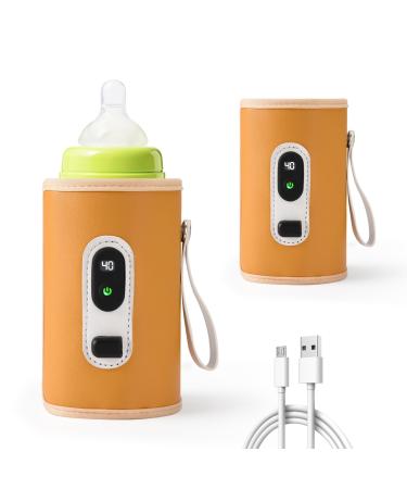 Milk Bottle Warmer Portable USB Fast and Accurate Heating Baby Bottle Warmer with LCD Display 40 C-60 C 21 Gear Adjustable Temperature and Automatic Insulation Milk Heat Keeper for Outdoor Car Travel