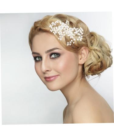 Angoily Flower Rhinestone Hair Comb Floral Headpiece Floral Hair Clip Wedding Hair Accessories Women Hair Headdress Creative Hair Comb Zinc Alloy Pearl White Korean Version Bride - Buy Online on GoSupps.com