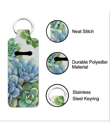 FREEBLOSS 2 Pack Lip Balm Holder Keychain - Succulent Plants Pattern | Perfect Chapstick & Lip Gloss Holders | Ideal Gift for Women & Friends - Buy Online on GoSupps.com