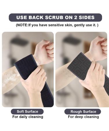 Uraqt Back Scrubber - Double-Sided Peeling Washcloth for Shower | Navy Blue Body Exfoliator with Handles - Buy Online on GoSupps.com