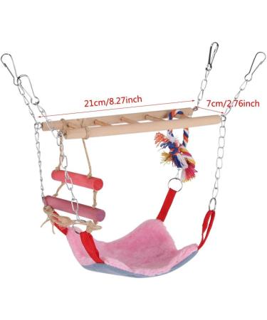 Parrot Swing Ladder Pets Birds Climbing Toy Wood Ladder Warm Hammock Cotton Rope Cage Hanging Decor for Small Animals Ferret Parrots Rat Hamster (Pink) - Buy Online on GoSupps.com