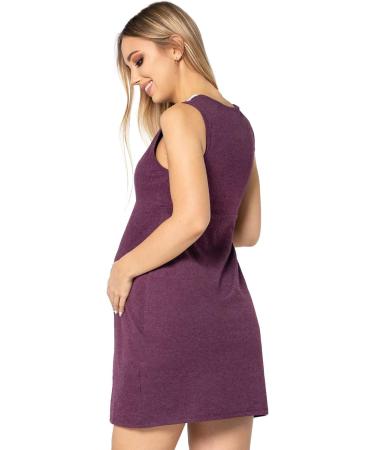 Purpless Maternity Sleeveless V-Neck Lace Detail Nightdress - Plum Melange | 4141n - Buy Online on GoSupps.com