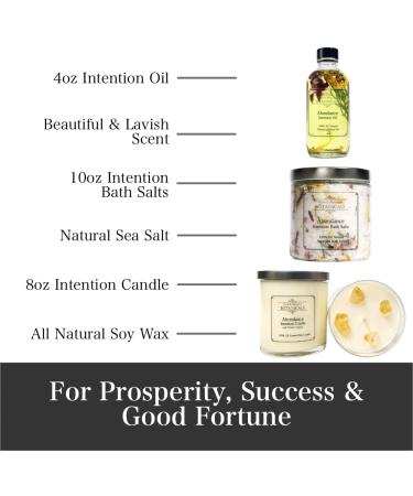 Abundance Intention Ritual Set | 100% Natural Soy Candle, Intention Oil & Bath Salts | Prosperity, Success, Good Fortune Rituals | Wiccan, Pagan, Metaphysical, Spiritual - Buy Online on GoSupps.com