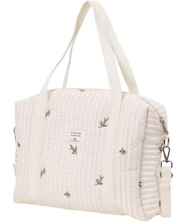 Moxeupon Embroidery Baby Diaper Bag | Multifunctional Portable Stroller & Travel Diaper Bag | Large Capacity Cotton Carry Bag #02 - Buy Online on GoSupps.com