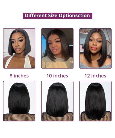 Short Bob 4x4 Lace Closure Straight Wig 8 Natural Color - 100% Human Hair Brazilian Virgin Hair Glueless Lace Front Wig - Buy Online on GoSupps.com