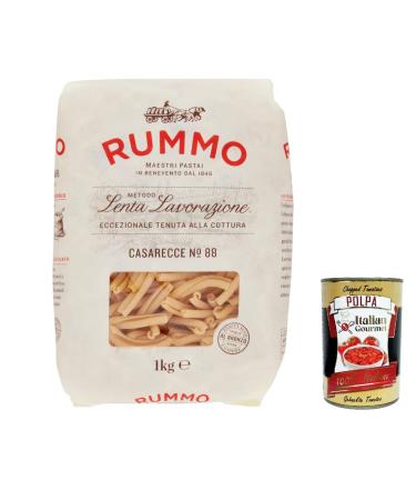 Italian Gourmet E.R. Rummo Casarecce N 88 Lot de 4 p tes Lenta Lavorazione en semoule de bl dur Bronze 1 kg + Polpa Italian Gourmet 400 g