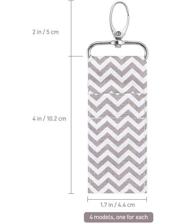 4PC Women Lipstick Holder Keychain Chapstick Pouch with Strap - Arrow Wave Pattern Key Ring Bags - Buy Online on GoSupps.com