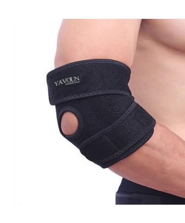 Elbow Brace, Adjustable Tennis Elbow Support Brace, Great For Sprained Elbows, Tendonitis, Arthritis, basketball, Baseball, Golfer's Elbow Provides Support & Ease Pains (Black)