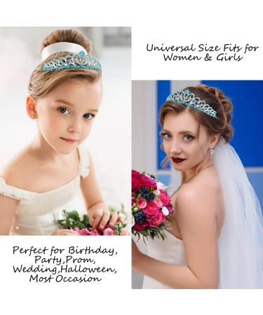 Ahoney Teal Rhinestone Crown Tiara for Women - Princess Birthday Party Cosplay Halloween Costume Accessory - Buy Online on GoSupps.com