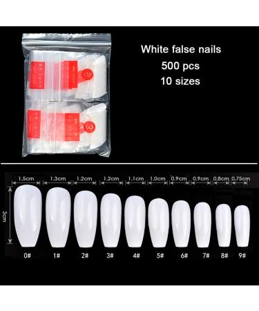 500 Ballerina Coffin Shape False Nails | Natural Artificial Fingernails for DIY Nail Art | 10 Sizes for Nail Studios - Buy Online on GoSupps.com