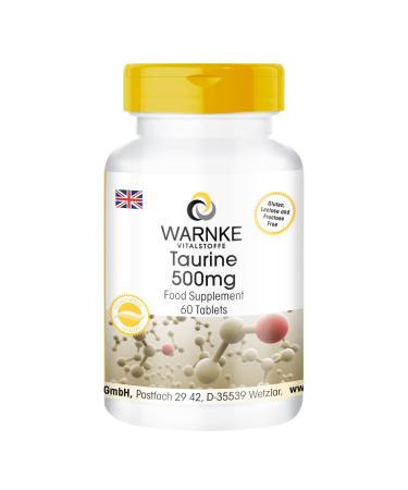 Taurine 500mg Vegan Without Magnesium Stearate 60 Tablets | Warnke Vitalstoffe