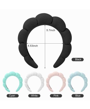 Sponge Spa Headband for Women - Soft Terry Towel Cloth Fabric Head Band with 2 Wrist Washbands - Black - Buy Online on GoSupps.com