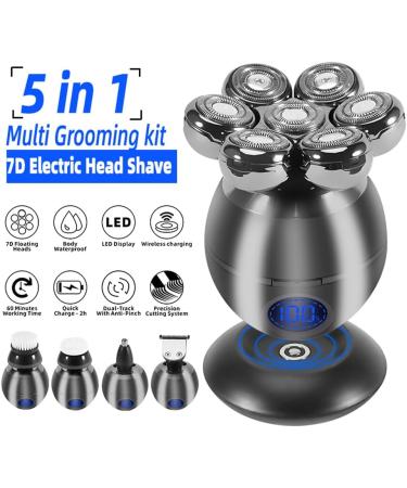 Buy 5 in 1 Waterproof Head Shaver for Men - LCD Display & Rechargeable Bald Head Electric Razor (Grey) - Fast International Shipping - Buy Online on GoSupps.com