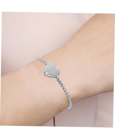 Holibanna 1pc Heart Titanium Steel Bracelet Bracelets for Women Lady Bracelet Bracelets Heart Initial Bracelets Heart Shaped Bracelet Gift Bracelet Miss Rhinestones Rose Gold Jewelry 20x15cm Silver - Buy Online on GoSupps.com