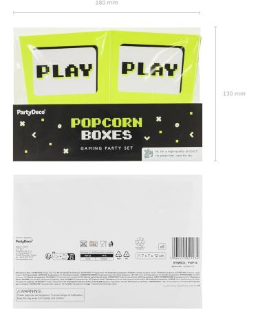 Popcorn Bags Gaming 7 x 7 x 12 cm Set of 6 - Candy Bar/Salty Bar Bags for Sweets and Party Snacks - Children's Birthday Theme Party - Black White Yellow - Buy Online on GoSupps.com