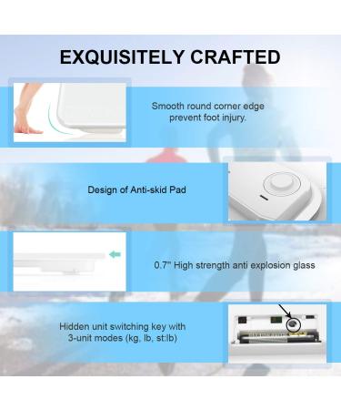 BobBros Precision Digital Body Weight Bathroom Scale Weighing Scale Smart Step-on Technology Large Platform 400 Pounds Weight Loss Monitor White - Buy Online on GoSupps.com