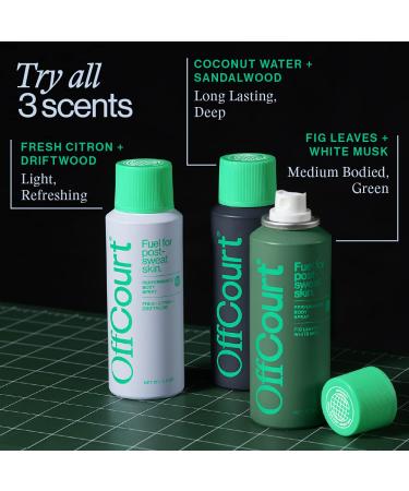 OffCourt Natural Body Spray for Men - Deodorizing Prebiotic Formula - Aluminum-Free with Coconut Water and Sandalwood Scent - 3.4oz - Buy Online on GoSupps.com