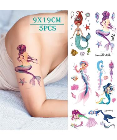 YAKAGO 13-Piece Mermaid Temporary Tattoos for Women & Girls | Waterproof Fake Tattoo Stickers - Buy Online on GoSupps.com