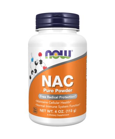 NOW Supplements  NAC (N-Acetyl Cysteine) 600 mg Pure Powder  4-Ounce  White