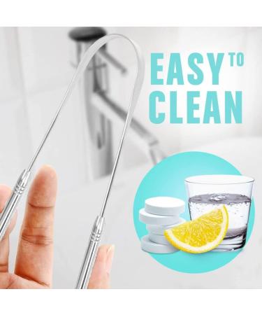 Premium Stainless Steel Tongue Cleaner Set (2 Pieces) - Antimicrobial Design for Fresh Breath | Durable Tongue Scraper | Silver Gray - Buy Online on GoSupps.com