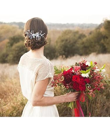 Bridal Flower Side Hair Clips Pearl Flower Hair Piece Wedding Hair Accessories for Brides Bridesmaid Girls Women - Buy Online on GoSupps.com