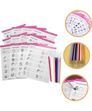Housoutil 1 Set Manicure Exercise Book Nail Art Liner Nail Manicure Kit Nail Art Pen Nail Practice Liner Pen Nail Art Practice Kit Nail Kit Nail Detail Pen Training Card Wooden - Buy Online on GoSupps.com