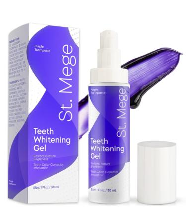 St. Mege Purple Toothpaste Teeth Whitening Gel  Innovative Color Wheel Toothpaste  Whitening Toothpaste for Adults Tooth Stain Removal  Purple Toothpaste Brightness Booster  Gentle Formula 1 fl oz