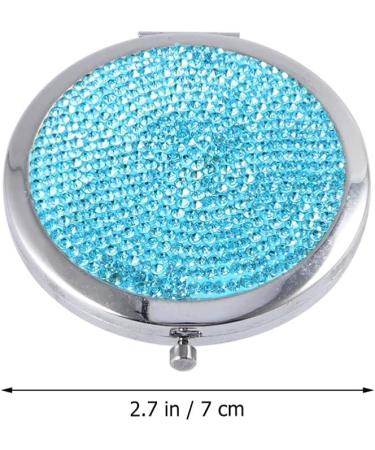 Lurrose Travel Mirror Bling Compact Mirror Round Folding Mirror Double- sided Cosmetic Mirror Portable Pocket Mirror Rhinestone Mirror for Travel and Home Use (Sky Blue) Small Mirror Sky-blue - Buy Online on GoSupps.com